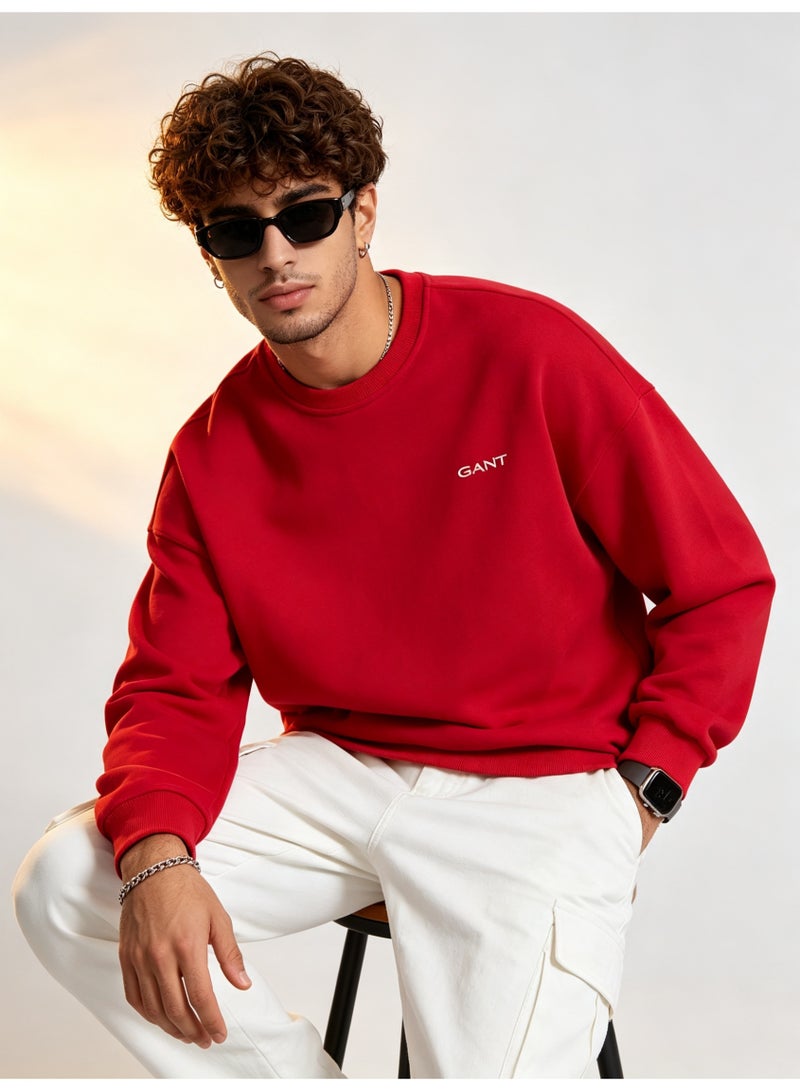 GANT Men's and Women's Crew Neck Sweatshirt, Casual Long Sleeve Pullover, Red - Image 4