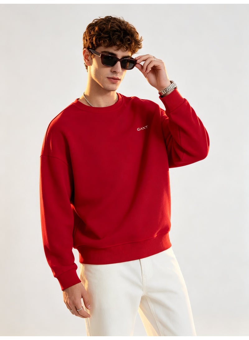 GANT Men's and Women's Crew Neck Sweatshirt, Casual Long Sleeve Pullover, Red - Image 5