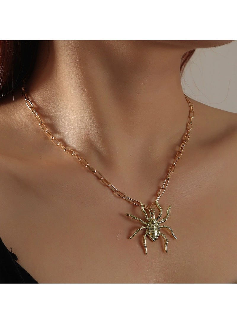 Goolsky Punk Style Spider Pendant Necklace – Edgy Chain Statement Jewelry for Trendy Women