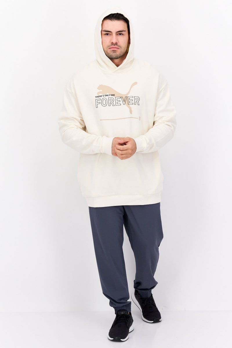 PUMA هودي تدريب بأكمام طويلة للرجال، لياقة رياضية، أبيض فاتح - Image 4