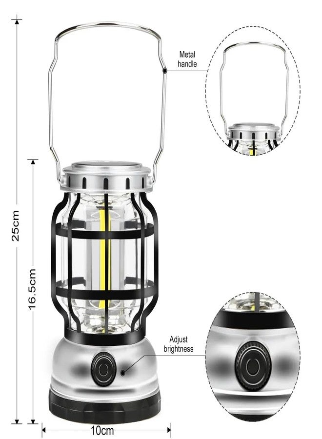 Kreshu High Capacity Portable Lanterns with Metal Handle and Rechargeable Solar Panal | Ultra Bright LED Light with USB Charge Input Output Camping Lightweight Power Bank for Outdoor (Multicolor) - Image 2
