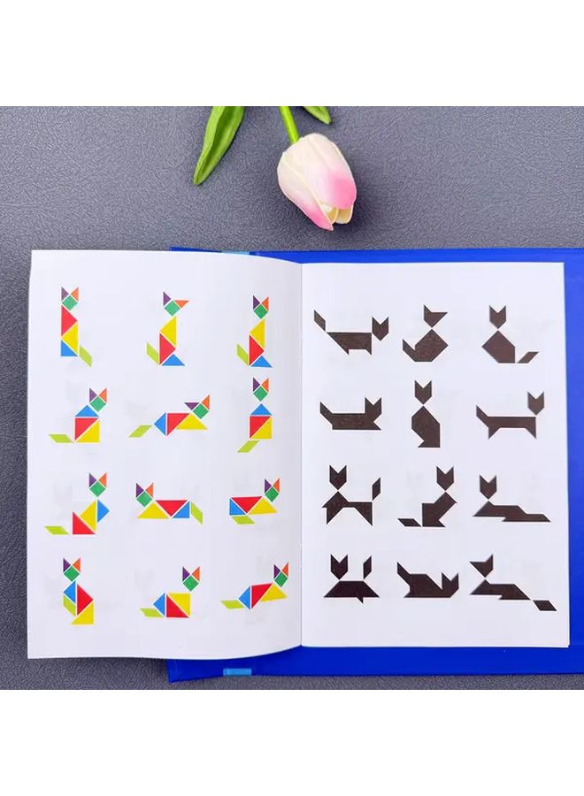 لعبة تانغرام خشبية زرقاء تعليمية لأحجية التفكير المنطقي وتنمية العقل للأطفال - Image 4