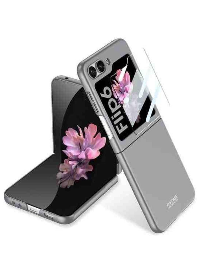 GKK - Ultra-Thin Case Compatible with Samsung Galaxy Z Flip 6, Matte Polycarbonate with Camera & Screen Protector Anti-Scratches Shockproof Flexible Protective Cover - Silver - Image 1