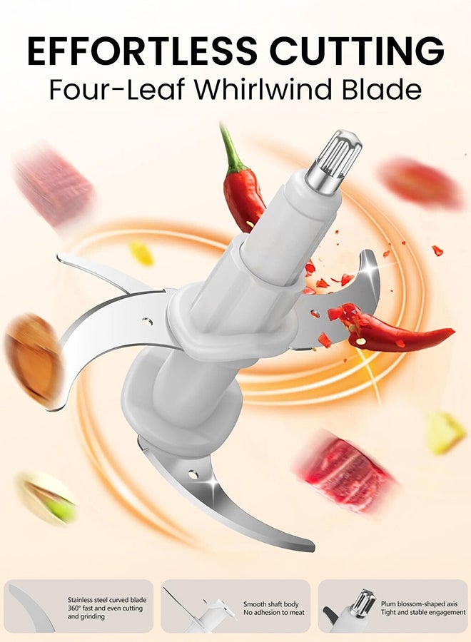 Deerma Multifunctional Dual Speed Meat Blender & Grinder Chopper Food Processor, 2L Capacity Powerful Motor,Dual Speed Adjustable Control & 4 Leaf Whirlwind Sharp Blade For Grinding 300 W JR10W White - Image 4