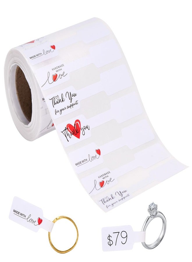 joycraft 500Pcs Jewelry Price Tags Stickers, 4 Styles Jewelry Self Adhesive Label Roll, White Thank You Price Identification Stickers for Ring, Necklace, Bracelets, Earring Display - Image 1