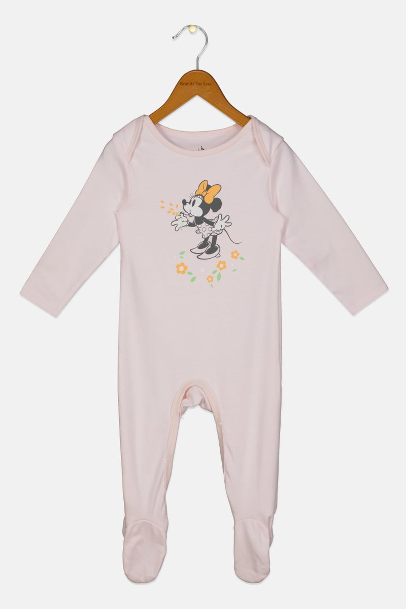 Disney Toddlers Girl Graphic Print Long Sleeve Sleepsuit, Peach - Image 1
