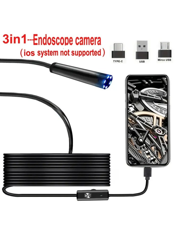 Generic 2m/0.2 inch hard wire sliding endoscope camera for pipe inspection 3 power sources either USB - Type C - Micro USB Note: This camera does not work on iOS iPhone devices only Android devices or lapto  - Image 4