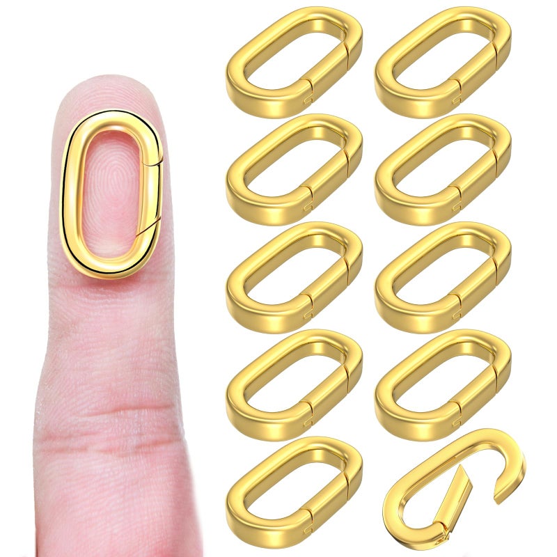 OHINGLT 10Pcs Carabiner Clip Pendant Clasps â€“ 18K Gold Necklace Clasp and Closures, Bracelet Charm Connector for Women - Image 1