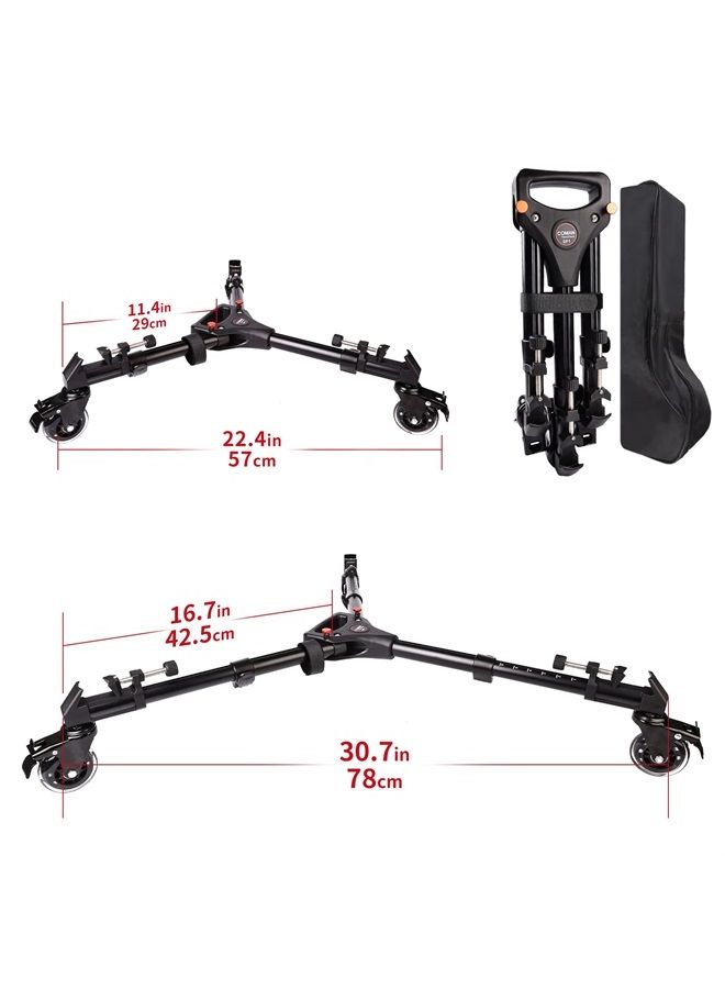 COMAN Professional Tripod Dolly - Heavy Duty with Adjustable Leg Mount with 3-inch Wheel and Carrying Case Compatible with Most Tripods Perfect for Cameras Camcorder and Lighting Equipment - Image 2
