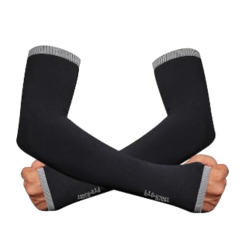BADOWL Arm Sleeves for Men & Women, UV Protection Hand Sleeve with Thumb for Boys & Girls | Sun Protection Cover for Running, Bike Riding, Cricket - Black - 2 Pair - Image 4