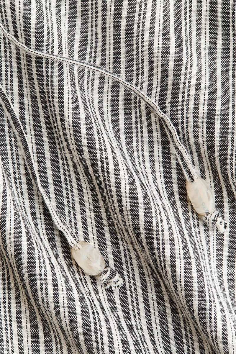 اتش اند ام بنطلون برباط من مزيج الكتان