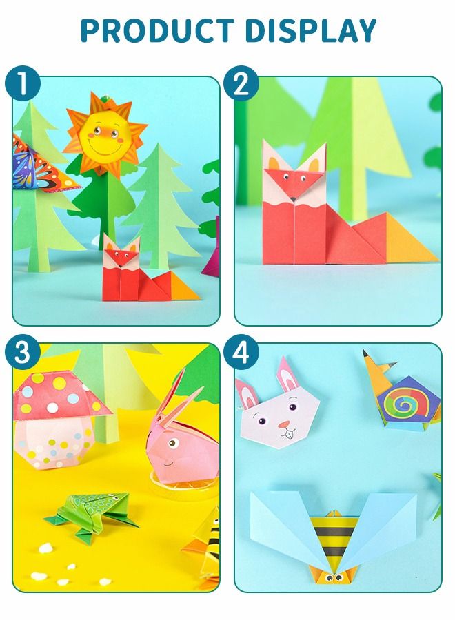 GROIC Colorful Kids Origami Kit, Craft for Kids, 108 Vivid 54 Pattern Art Project Teaching Book Beginners Training - Image 5