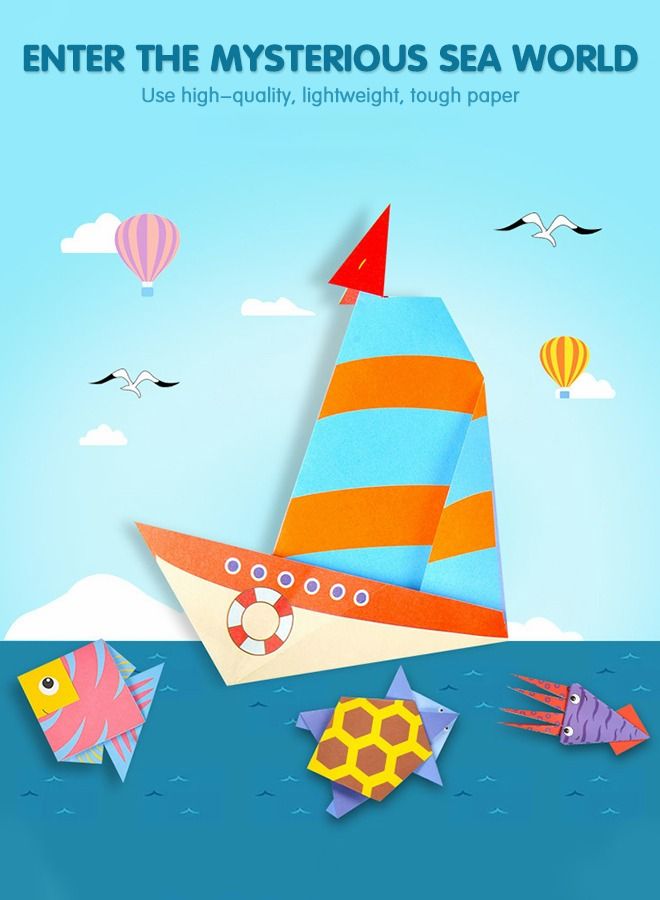 GROIC Colorful Kids Origami Kit, Craft for Kids, 108 Vivid 54 Pattern Art Project Teaching Book Beginners Training - Image 4