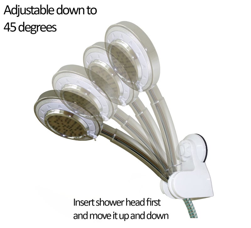 Pump&fix 45 Degrees Adjustable Handheld Shower Head Holder Suction Cup Wall Mount Bracket - Image 4