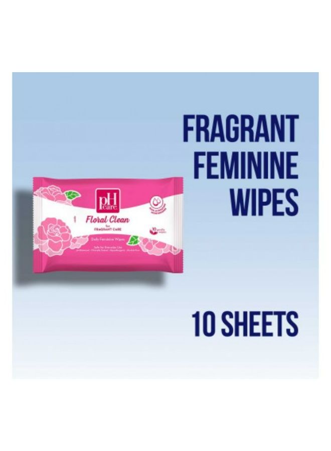 pH Care Daily Feminine Wipes Floral Clean 10s - Image 2