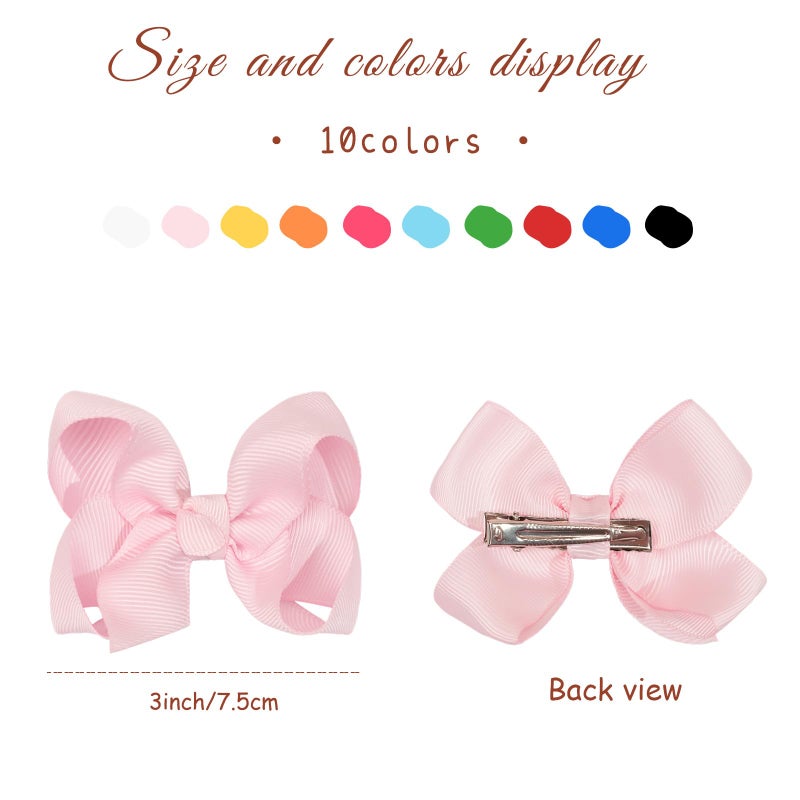 JOYOYO 20PCS 3 Inch Hair Bows for Girls Grosgrain Ribbon Toddler Hair Accessories with Alligator Clips for Toddlers Baby Girls Kids Teens in Pairs - Image 2