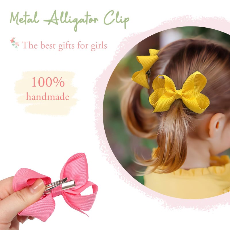 JOYOYO 20PCS 3 Inch Hair Bows for Girls Grosgrain Ribbon Toddler Hair Accessories with Alligator Clips for Toddlers Baby Girls Kids Teens in Pairs - Image 3