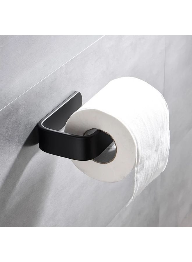 Black No Punching Wall Mounted Toilet Paper Holder Bathroom Towel Roll Rack - Image 1