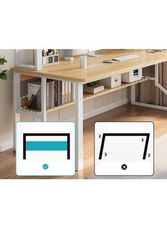 AIWANTO Desk with 2 Storage Shelves PC Multifunctional Home Office Modern Laptop Sturdy Shelves Simple Stylish Workstation Study Table 120x148x60cm Wood  - Image 4
