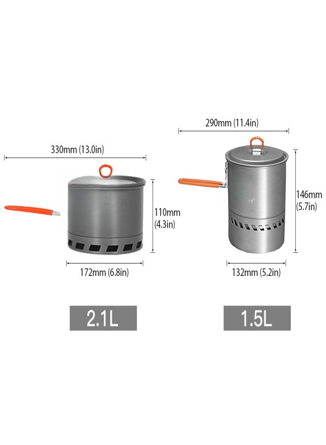 Bulin 1.5/2.1L Outdoor Camping Traveling Hiking Heat Collection Pot Cooking Tableware - Image 3