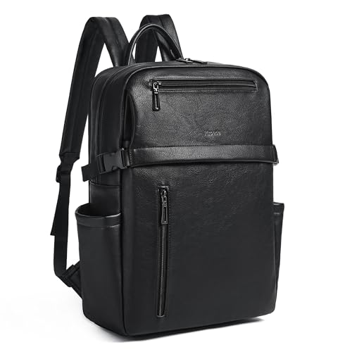 Mroede Leather Laptop Backpack for Women, 15.6 Inch Laptop Travel Backpack Purse Large Capacity Computer Bag, Casual Daypack Nurse Bag College Bookbag for School, Black - Image 1