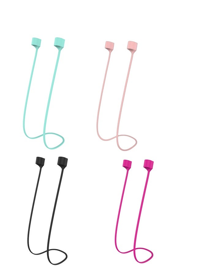 4 Pcs AirPods Strap 55cm, Soft Silicone Anti Lost Cord Silicone Sports Lanyard, Sports Lanyard and Ear Hook for Wireless Bluetooth Earphone - Image 1