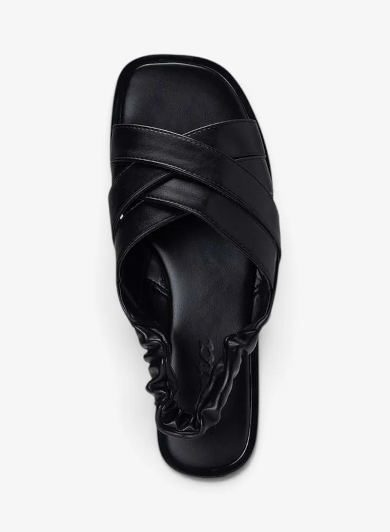 Bata Black Cross Strap Slingback Sandals for Women | Best Price UAE