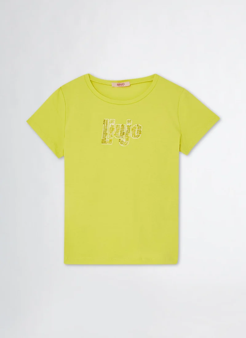 Liu Jo Cotton T-Shirt with Rhinestones