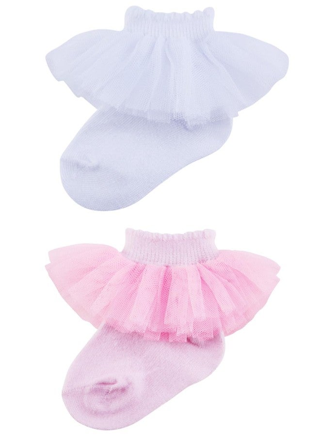 PrinceSasa Solid Infant Princess Lace Baby Girl Newborn Ruffle Baby Socks (Pack of 2),3FPB2T1,size 0-12 Months(1Y) - Image 2