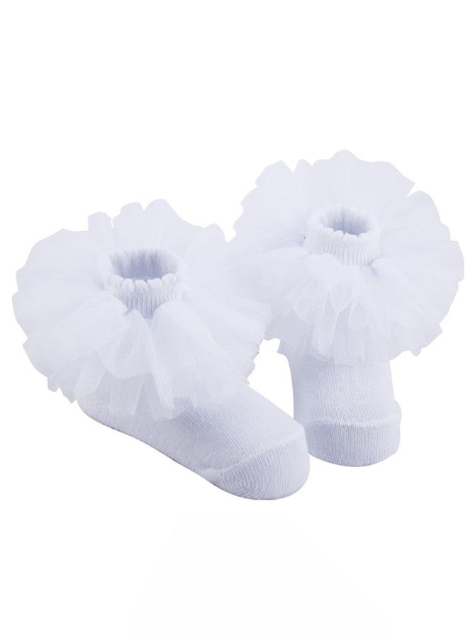 PrinceSasa Solid Infant Princess Lace Baby Girl Newborn Ruffle Baby Socks (Pack of 2),3FPB2T1,size 0-12 Months(1Y) - Image 4