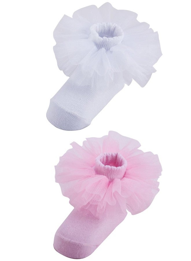 PrinceSasa Solid Infant Princess Lace Baby Girl Newborn Ruffle Baby Socks (Pack of 2),3FPB2T1,size 0-12 Months(1Y) - Image 3