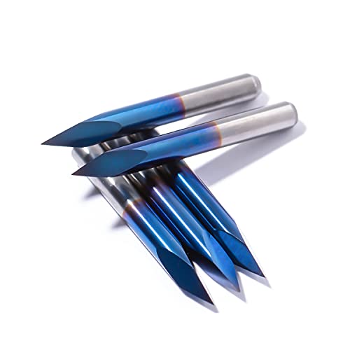 FoxAlien 10pcs Triangular CNC Router V-Bit, 30 Degree 0.1mm Engraving Bits, 1/8" Shank Nano Blue Coating Sharp Pyramid for Acrylic Wood MDF Aluminum Lettering Sign Making - Image 4
