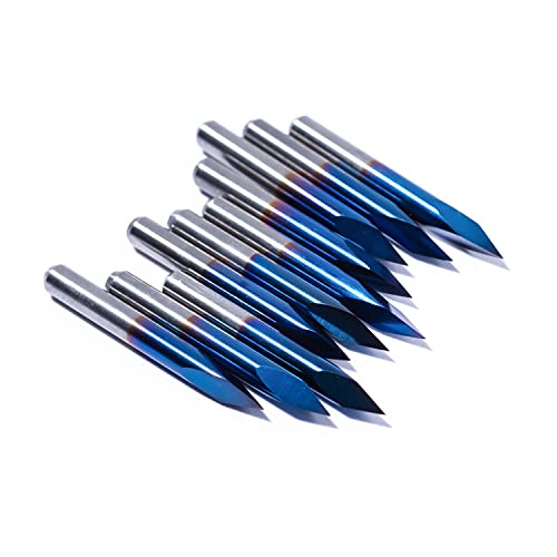 FoxAlien 10pcs Triangular CNC Router V-Bit, 30 Degree 0.1mm Engraving Bits, 1/8" Shank Nano Blue Coating Sharp Pyramid for Acrylic Wood MDF Aluminum Lettering Sign Making - Image 5