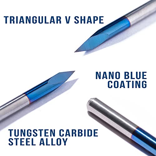FoxAlien 10pcs Triangular CNC Router V-Bit, 30 Degree 0.1mm Engraving Bits, 1/8" Shank Nano Blue Coating Sharp Pyramid for Acrylic Wood MDF Aluminum Lettering Sign Making - Image 3
