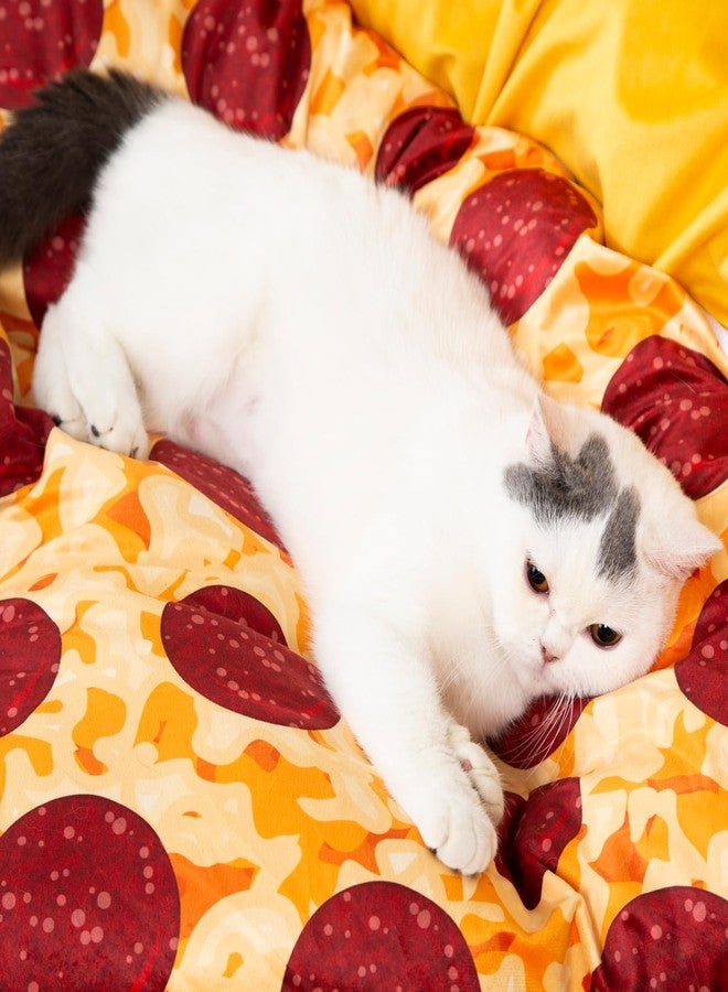 LUCKITTY سرير نفق للقطط من لاكيتي - تصميم على شكل بيتزا بيكابو لراحة ومرح الحيوانات الأليفة - قطر 9.8 بوصة، لون أصفر - Image 5