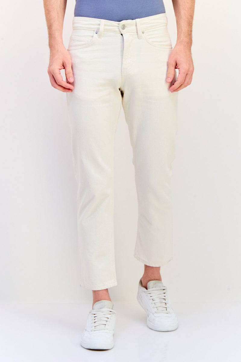 Celio Men Relax Fit Solid Non-Stretchable Jeans, Off White - Image 1