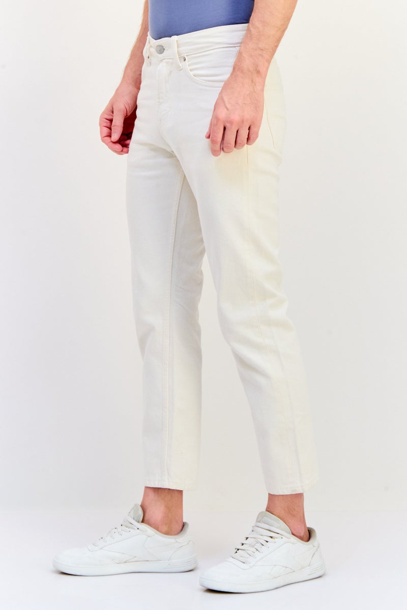 Celio Men Relax Fit Solid Non-Stretchable Jeans, Off White - Image 3