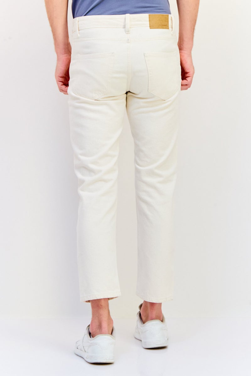 Celio Men Relax Fit Solid Non-Stretchable Jeans, Off White - Image 4