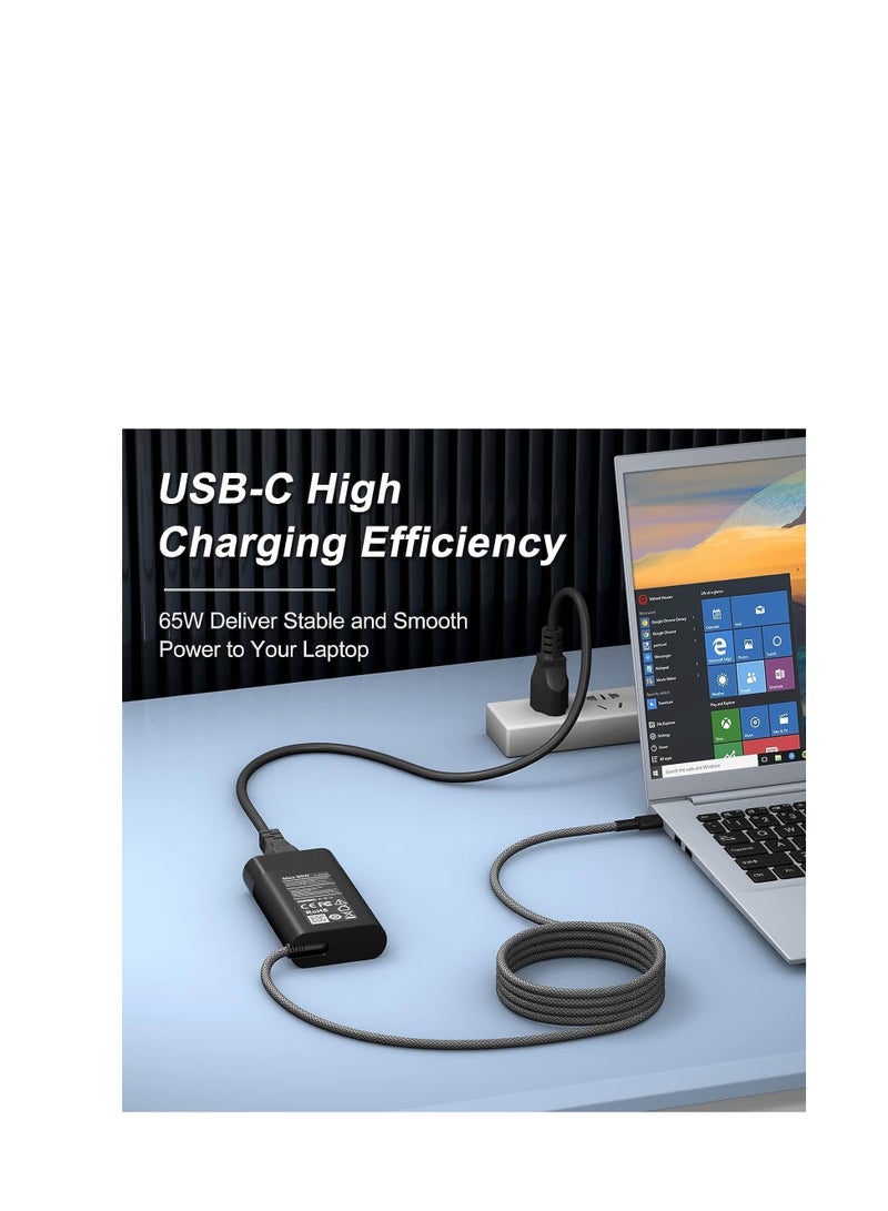 Terabyte New Slim 65W HP Laptop Charger USB C Chromebook Charger for HP Spectre X360 14 2 in 1,Elitebook x360, Pavilion Envy Elite x2 Fast Charging Type C Travel Laptop Power Adapter - Image 4