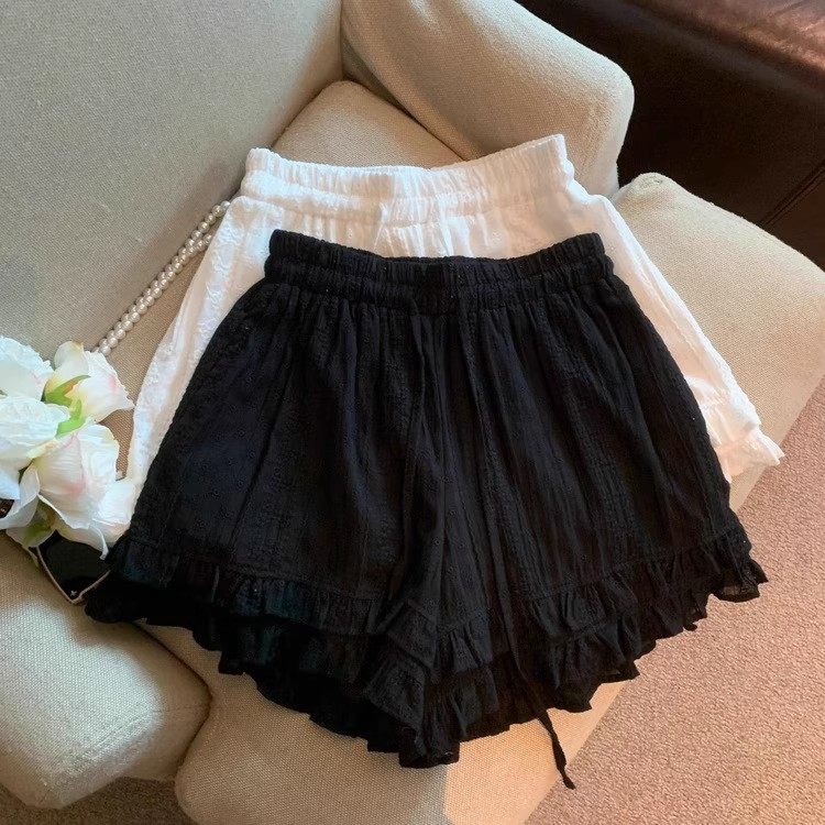 Fat sister sweet age-reducing lace splicing pure desire white lace shorts plus size versatile elastic waist casual pants - Image 3