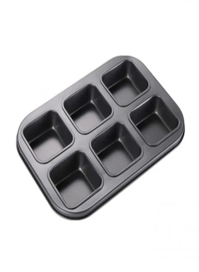 SHOAIB Brownie Tray Loaf Pan 6cavity Square Shape Baking Tray for Muffins and Cupcakes Brownie Cake pan mini loaf pan - Image 1