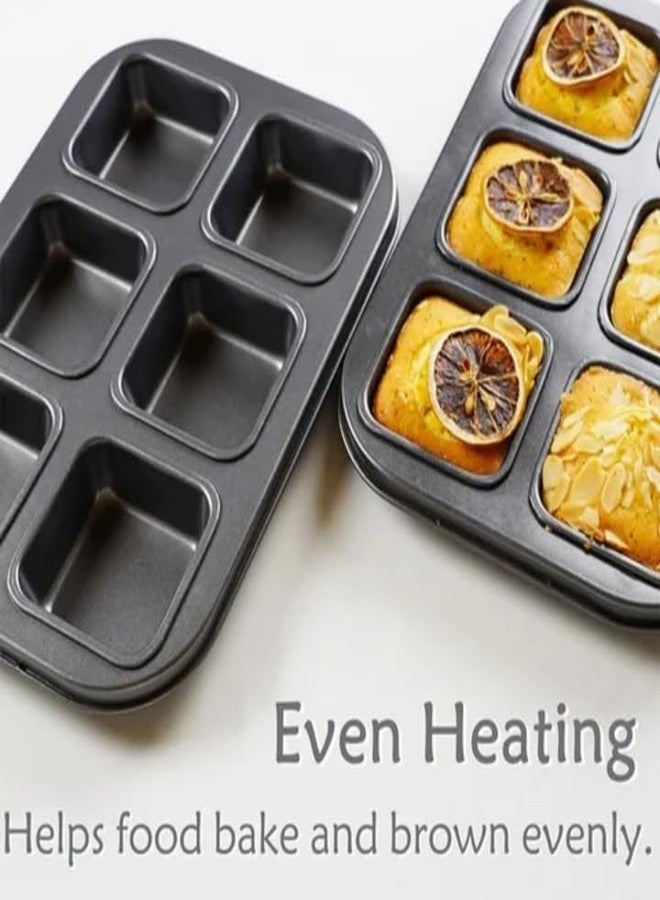SHOAIB Brownie Tray Loaf Pan 6cavity Square Shape Baking Tray for Muffins and Cupcakes Brownie Cake pan mini loaf pan - Image 3