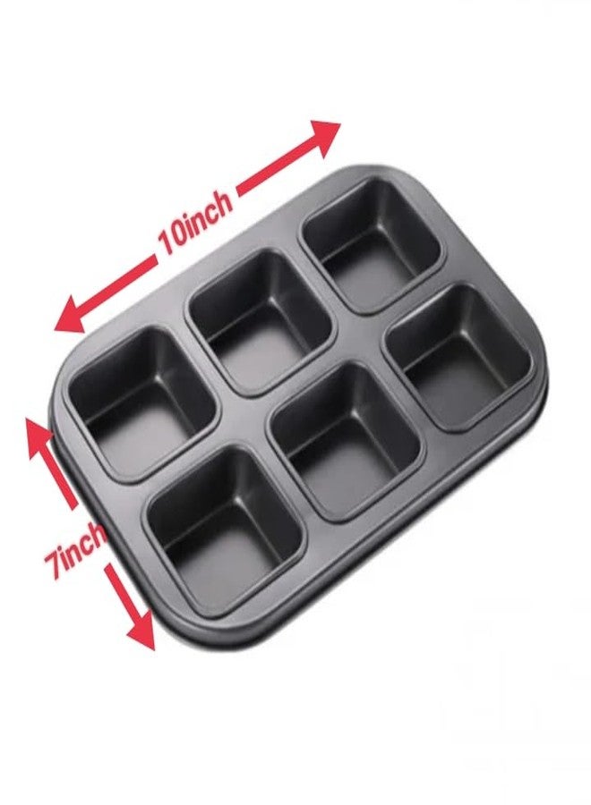 SHOAIB Brownie Tray Loaf Pan 6cavity Square Shape Baking Tray for Muffins and Cupcakes Brownie Cake pan mini loaf pan - Image 2
