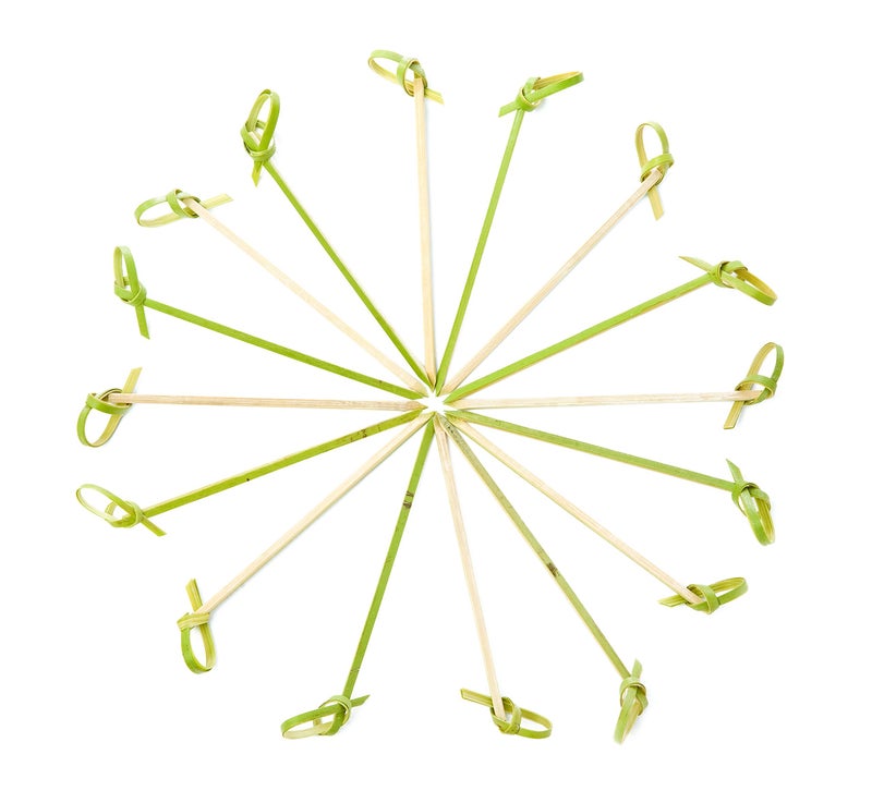 True Knotted Appetizer Picks, Natural Bamboo Knot Pick, Cocktails, Drinks, Garnishes Toothpicks, Skewers for Appetizers, Charcuterie Accessories, Party Supplies, Set of 24 - Image 2