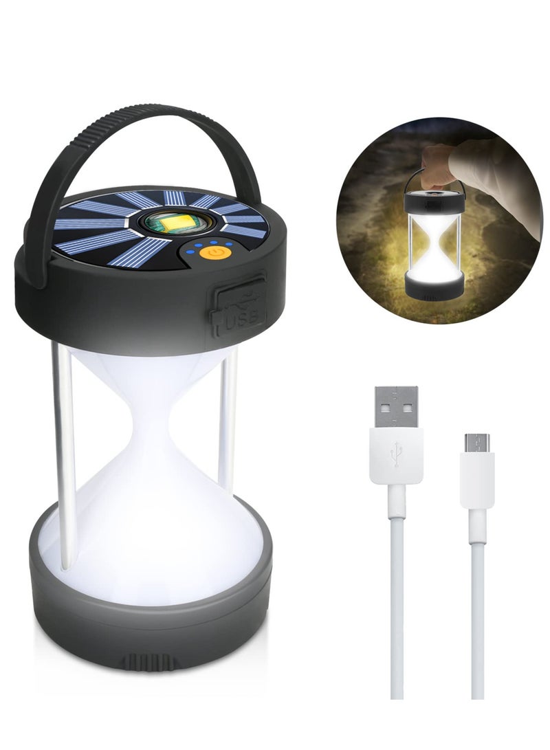 SYOSI LED Camping Lantern, Portable Rechargeable Solar and Battery Powered Camping Lights, 1800mAh Power Bank 4 Light Modes Emergency Lights for Camping, Hiking, Hurricane, Outages - Image 1