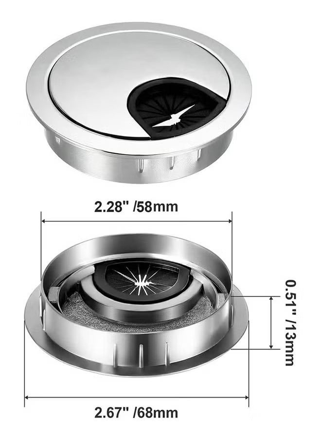 Generic 2 Pcs Desk Grommet,Cable Cord Hole Cover for Home and Office,Metal Zinc Alloy Materilal 58mm (Pearl Silver, 2.28 Inchs)  - Image 2