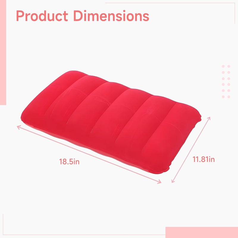 5 Pcs Portable Inflatable Pillow, 11.8 X 18.5 in, Travel Pillow with Flocked Fabric, for Office Nap, Camping, Pack - Image 2