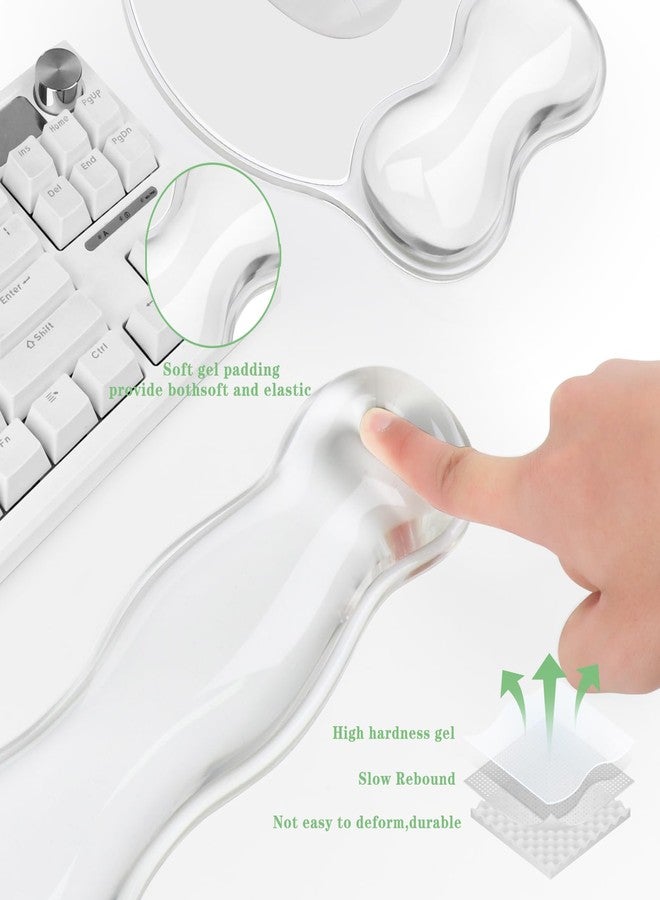 CFHYZAZNCL Keyboard and Mouse Wrist Rest, Silicone Gel Ergonomic Mouse Pad with Wrist Rest Set, Gaming Mousepad Arm Cushion Support for Computer Office Desk Accessories (Clear White) - Image 5