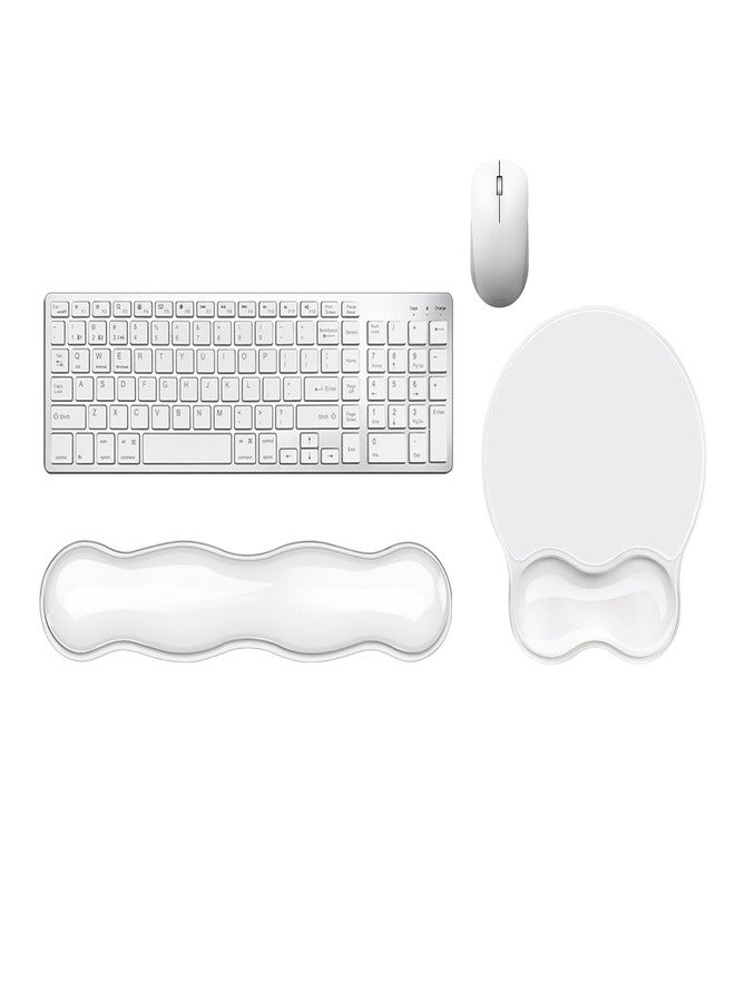 CFHYZAZNCL Keyboard and Mouse Wrist Rest, Silicone Gel Ergonomic Mouse Pad with Wrist Rest Set, Gaming Mousepad Arm Cushion Support for Computer Office Desk Accessories (Clear White) - Image 1