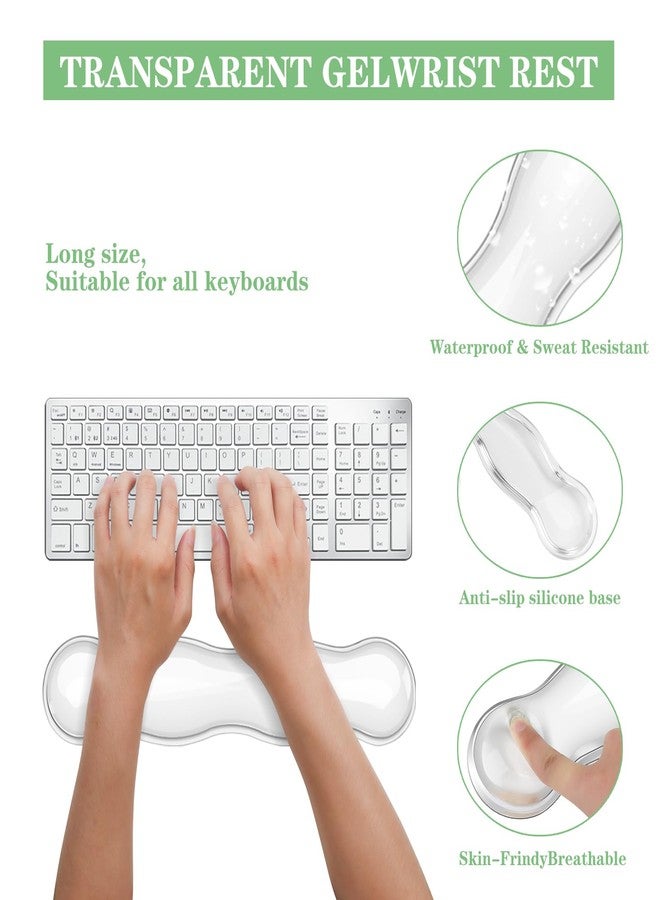 CFHYZAZNCL Keyboard and Mouse Wrist Rest, Silicone Gel Ergonomic Mouse Pad with Wrist Rest Set, Gaming Mousepad Arm Cushion Support for Computer Office Desk Accessories (Clear White) - Image 2